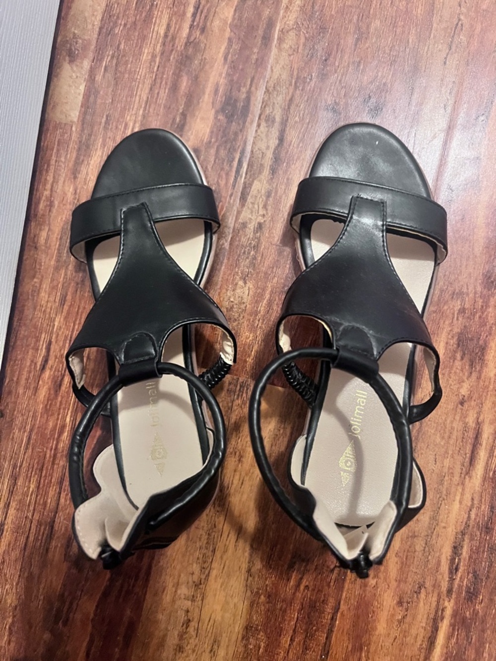 Black Ankle-Strap Women's Sandals with T-Front - Comfortable Everyday Style